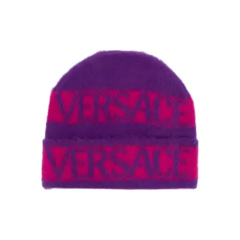 VERSACE Logo-print Brushed-effect Beanie