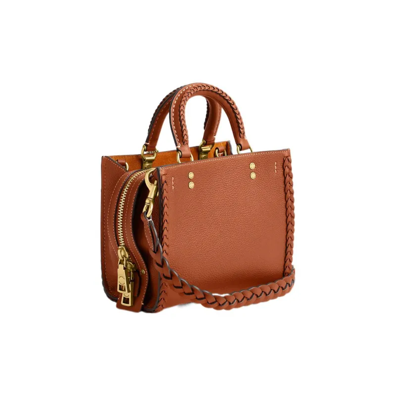 COACH Rogue Leather Tote Bag, Shopping Bag, Handbag, Shoulder Bag, Crossbody Bag Trumpets Women's Caramel-1
