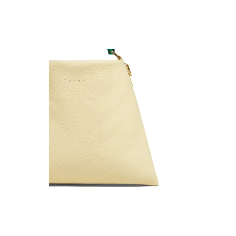 MARNI Cow Leather Tote Bag Shopping Bag Small Size Women's Cream Yellow-3
