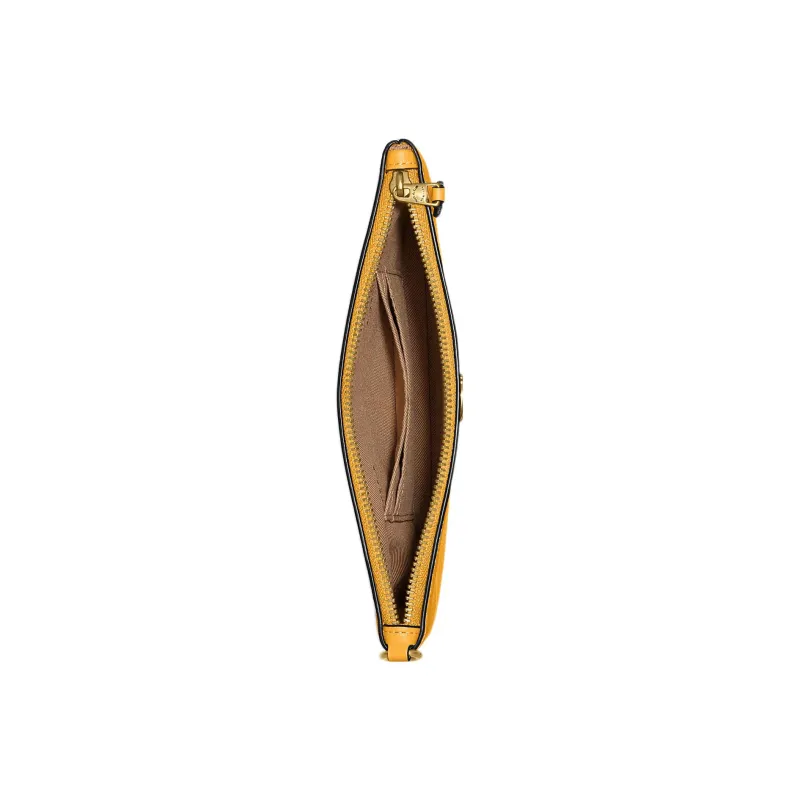 COACH Wristlet Leather Wrist Bag Clutch Women's Yellow-1