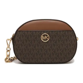 MICHAEL KORS Jet Set Canvas With Leather Shoulder Bag Crossbody Bag Small Size Women's Dark Brown