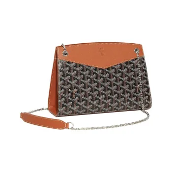 GOYARD Rouette Canvas With Leather Tote Chain Bag Shoulder Bag Small Size Women's Brown