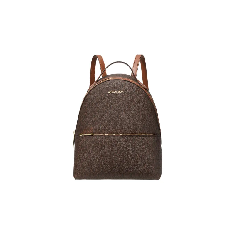 MICHAEL KORS Coated Canvas Backpack Medium Size Women's Brown-1