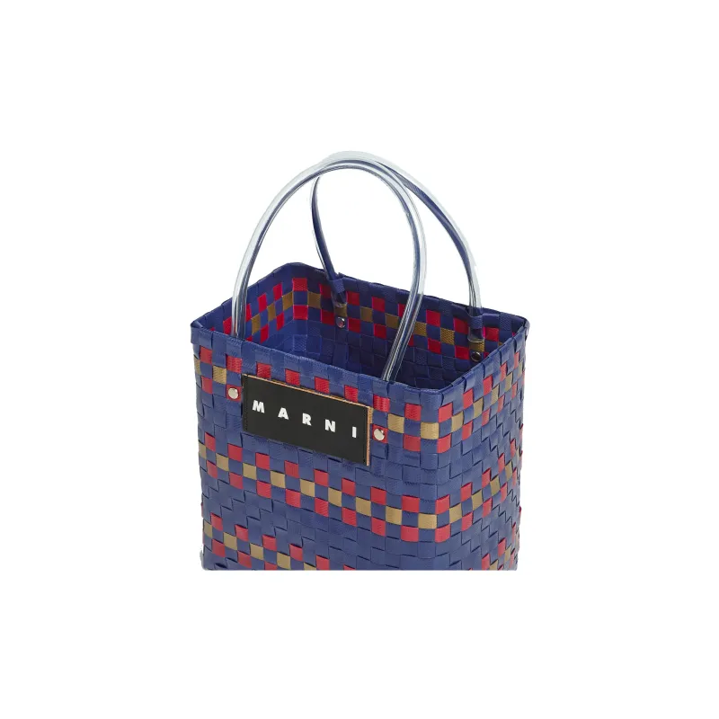 MARNI Basket Series Polypropylene Tote Bag Shopping Bag Woven Bag Handbag Unisex Blue/Red-3