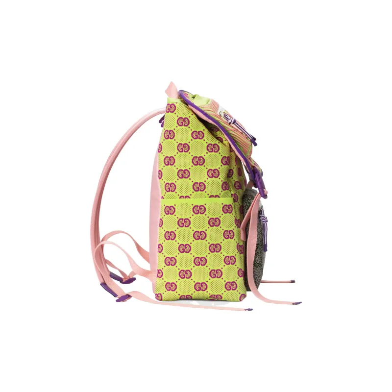 GUCCI Nylon Knitted Fabric Satin Binding Backpack Regular Men's Green/Multicolor-2