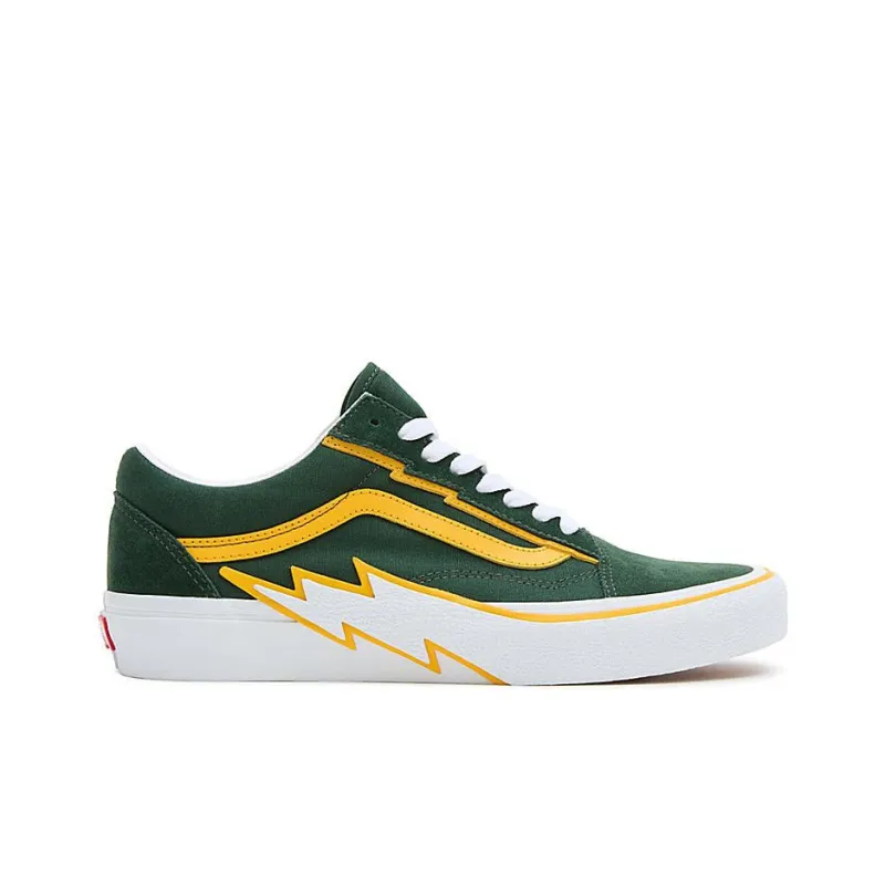 Vans Old Skool Bolt Durable Breathable Low-Top Skateboard Shoes Unisex Green Yellow-1