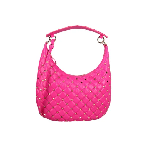 Valentino ROCKSTUD SPIKE Calfskin Hobo Bag Shoulder Bag Crossbody Bag Handbag Regular Women's Pink