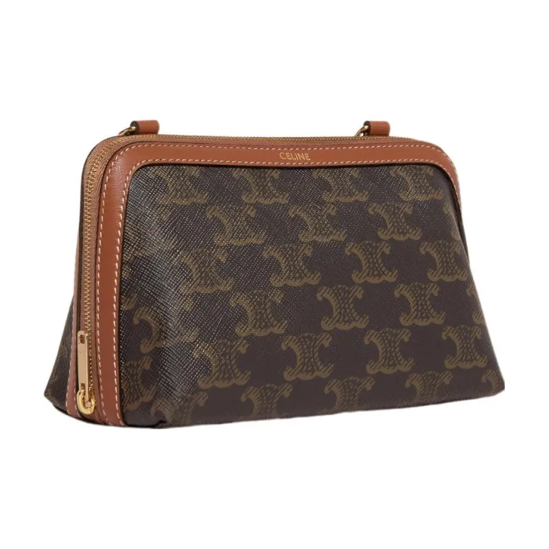 CELINE TriompheCANVAS Sheepskin Detail Chain Bag Shoulder Bag Crossbody Bag Regular Women's Tawny-4