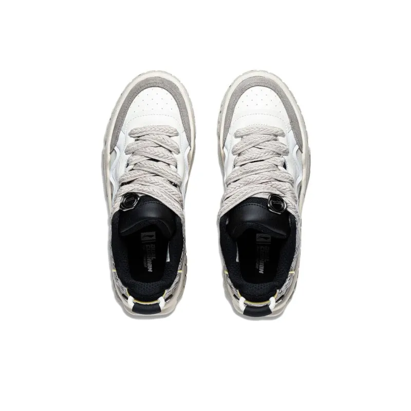 LiNing 001 UNBLOCK UNBLOCK Anti Slip And Wear Resistant Breathable Low Top Skateboard Shoes Men's Ecru Gray-3