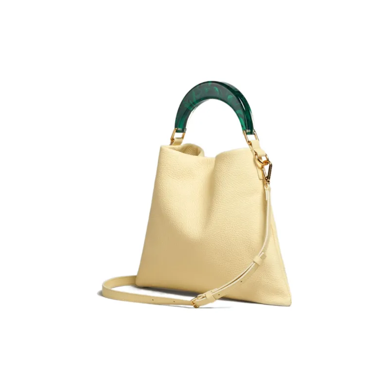 MARNI Cow Leather Tote Bag Shopping Bag Small Size Women's Cream Yellow-1