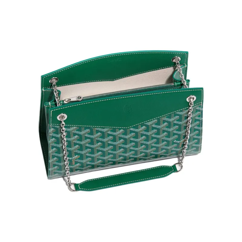 GOYARD Rouette Canvas With Leather Totes Chain Bag Shoulder Bag Women's Green-2