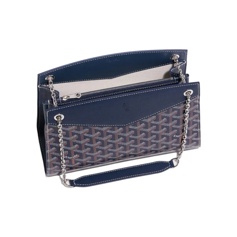 GOYARD Rouette Canvas With Leather Totes Chain Bag Shoulder Bag Women's Marine Blue-2