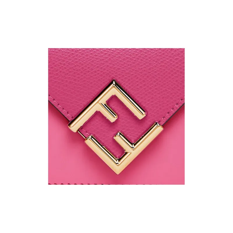 FENDI FF Diamonds Series Calfskin Money Clip Card Holder Wallet Medium Size Women's Fuchsia/Dark Pink-4