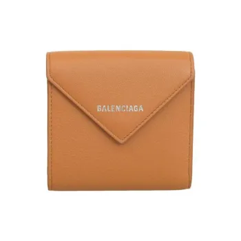 Balenciaga Leather Wallet Regular Women's Brown Yellow