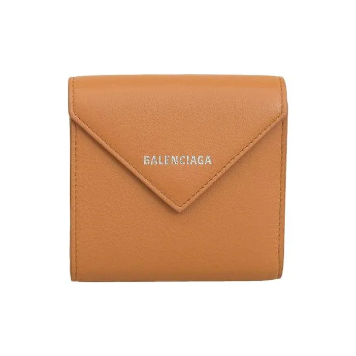 Balenciaga Leather Wallet Regular Women's Brown Yellow-0