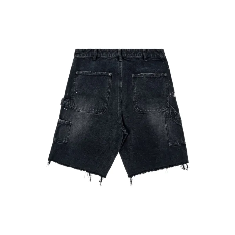 False Perception Cargo Shorts Unisex Washed Black-1