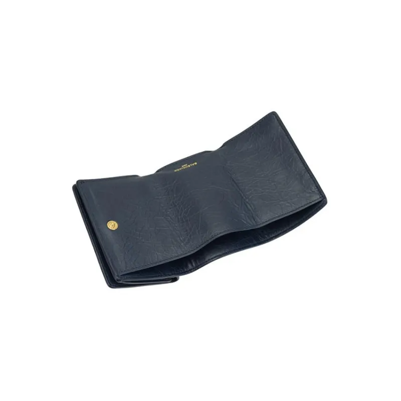 Balenciaga Leather Wallet Regular Women's Blue Black-2