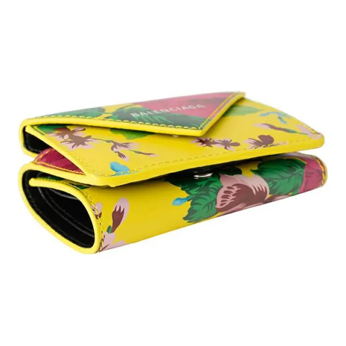 Balenciaga PAPIER Calfskin Wallet Mini Women's Yellow/Multicolor-2