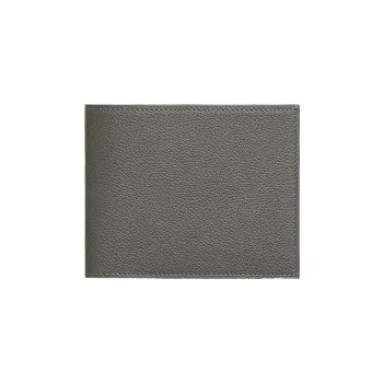 HERMES Evercolor Leather Card Holder Women's Meyer Grey/Sapphire Blue