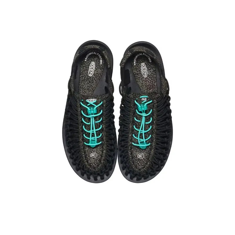 ATMOS x KEEN Uneek Slip Resistant Breathable River Trekking Shoes Men's Black Turquoise-2
