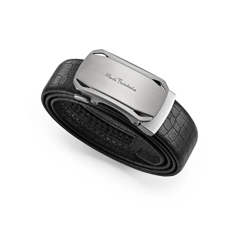 FAIRWHALE Crocodile Pattern, Automatic Buckle, Youthful Genuine Leather Belts Men's Width 3.5cm-4