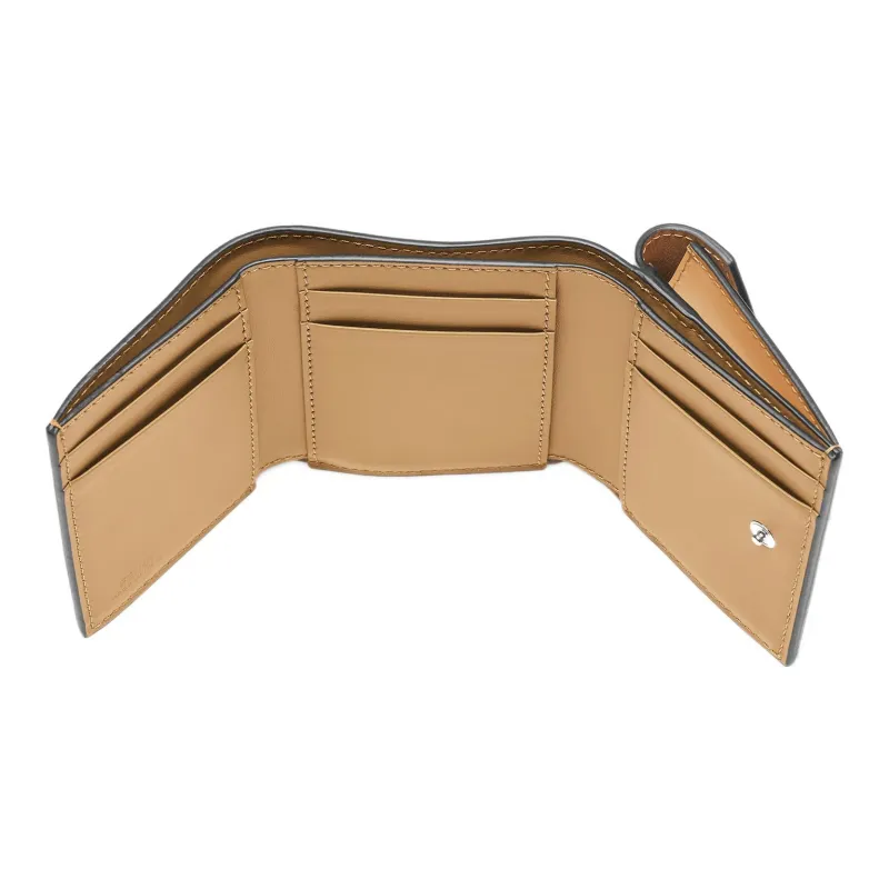 FENDI FF Diamonds Series Calfskin Money Clip Card Holder Wallet Medium Size Women's Beige/Brown-3