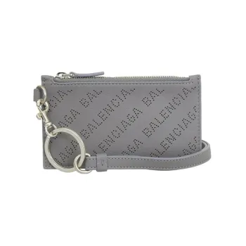 Balenciaga Leather Clutches Wallets Card Holders Women's Gray