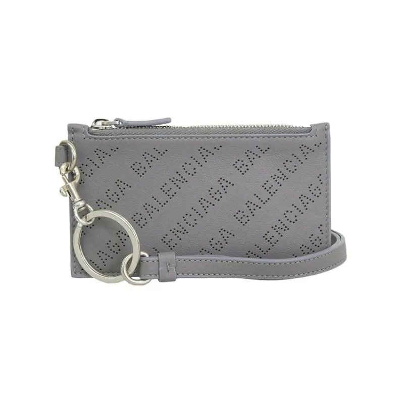 Balenciaga Leather Clutches Wallets Card Holders Women's Gray-0