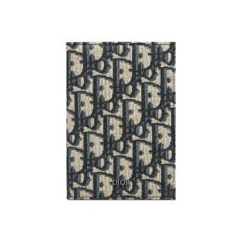 DIOR Fabric Passport Holder Men's Beige Black