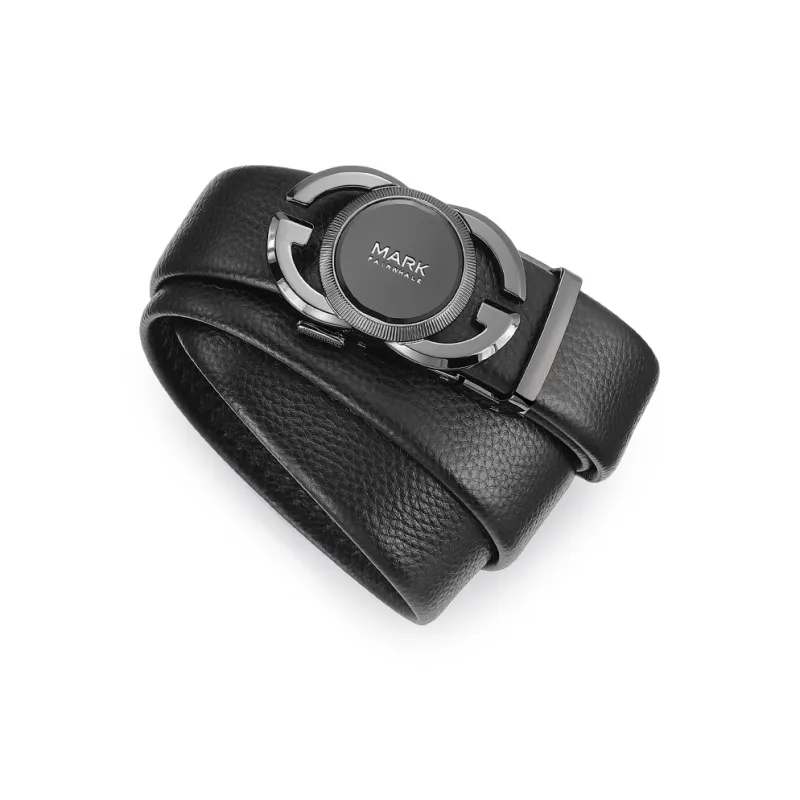 FAIRWHALE Litchi Grain Design, Automatic Buckle Genuine Leather Belts Men's Width 3.5CM-0
