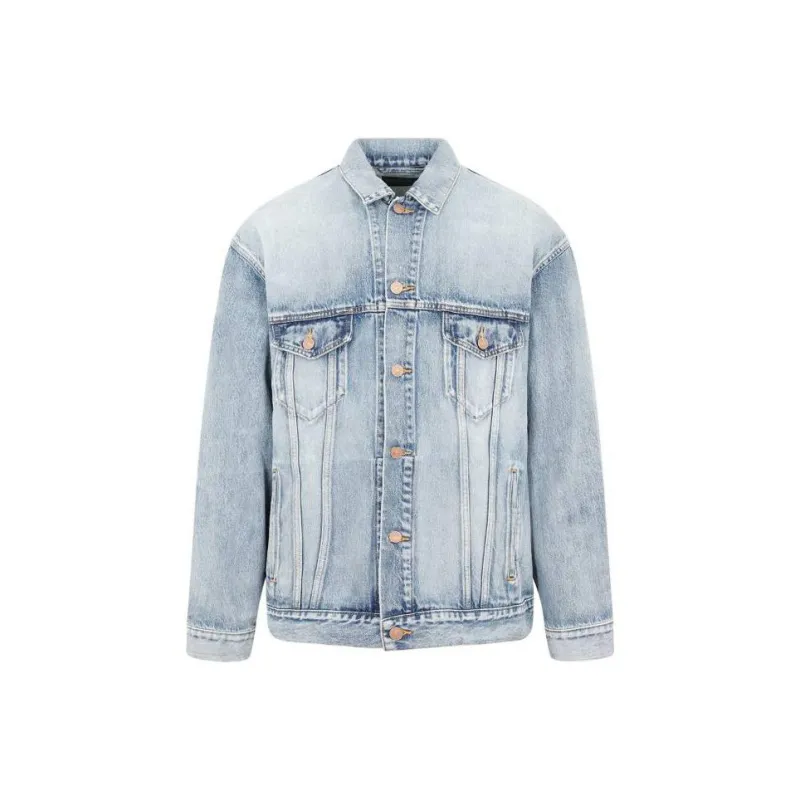 Balenciaga Large Fit Grafitti Backlogo Denim Jacket-0