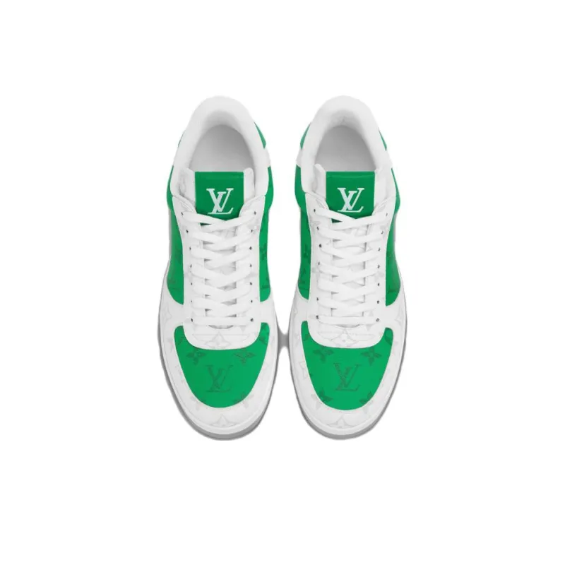 LOUIS VUITTON Rivoli Low Top Skateboard Shoes Men's White Green-1