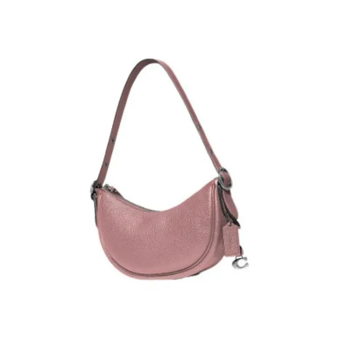COACH Luna Pebbled Leather Crescent Bag Shoulder Bag Women's Fuchsia-2