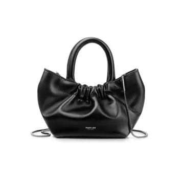 INJOYLIFE Sheepskin Cloud Bag Chain Crossbody Handbag Mini Women's Black/White
