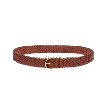 FERRAGAMO Interwoven Pin Buckle Leather Belts Men's Brown