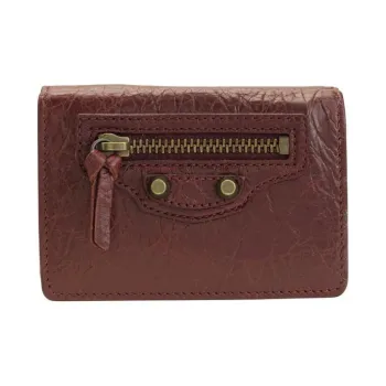Balenciaga Leather Wallet Mini Women's Dark Red