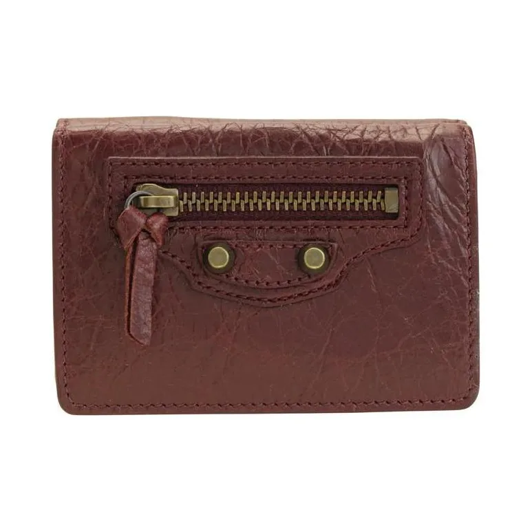 Balenciaga Leather Wallet Mini Women's Dark Red-0