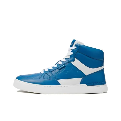COACH Clip High Top Skateboard Shoes Men's Blue Pinecone Color