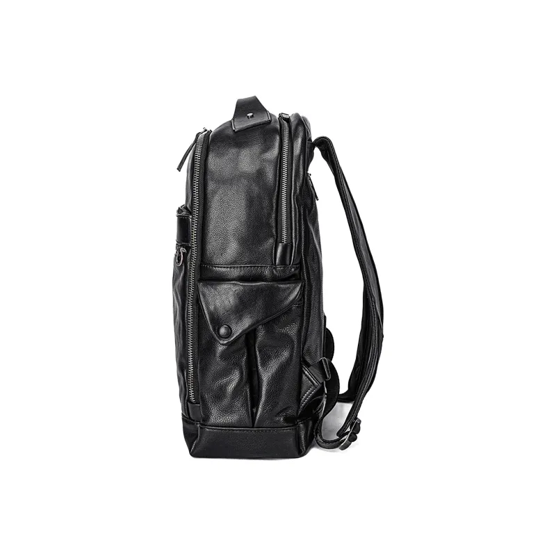 Ace Paul Cow Leather Backpack Large Size Men's Black-2