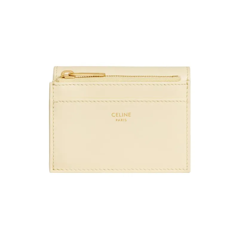 CELINE Triomphe Shiny Calfskin Wallet Women's Soft Yellow-2