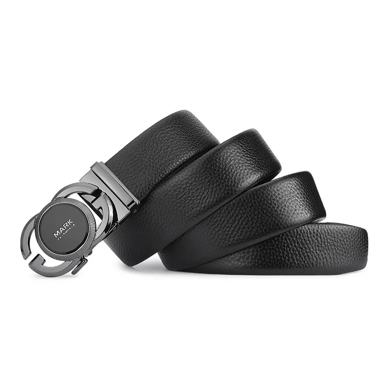 FAIRWHALE Litchi Grain Design, Automatic Buckle Genuine Leather Belts Men's Width 3.5CM-2