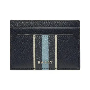 BALLY Calfskin Card Holder Wallet Regular Men's Midnight Blue/Light Blue