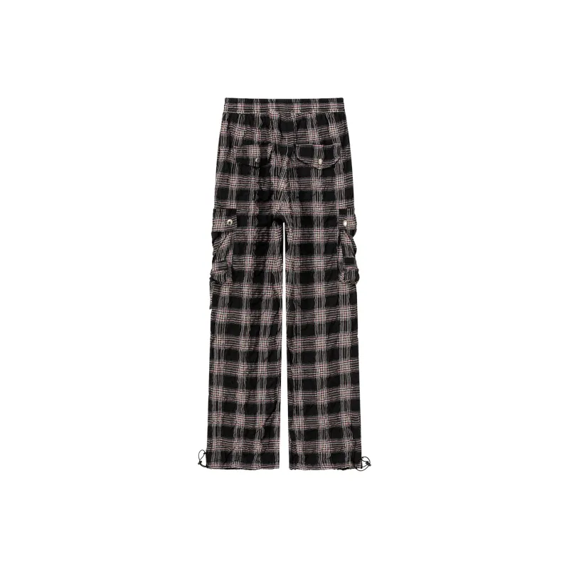 CHUU Casual Pants Women's Black Plaid-1