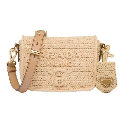 PRADA zipped With Leather Crossbody Bag Shoulder Bag Women's Light Umber