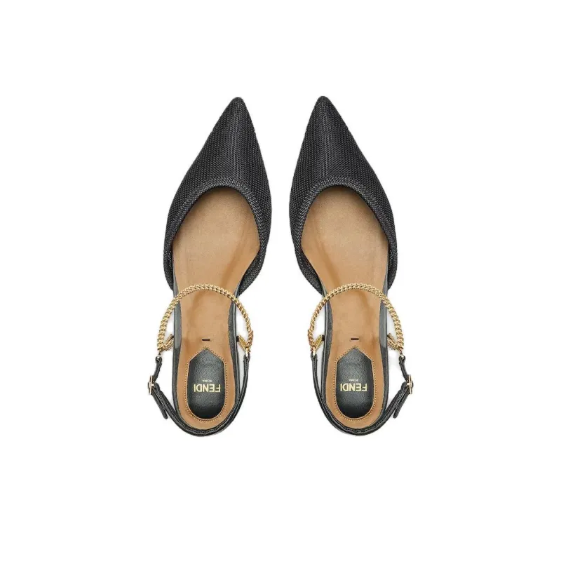 FENDI Colibri One-Strap Sandals 10cm Women's Black-3