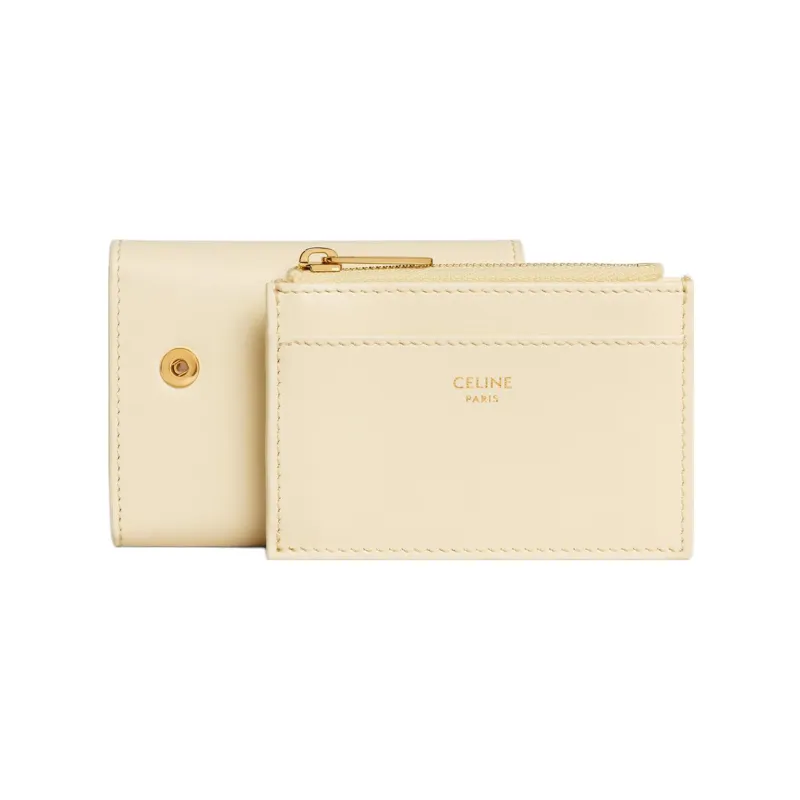 CELINE Triomphe Shiny Calfskin Wallet Women's Soft Yellow-3
