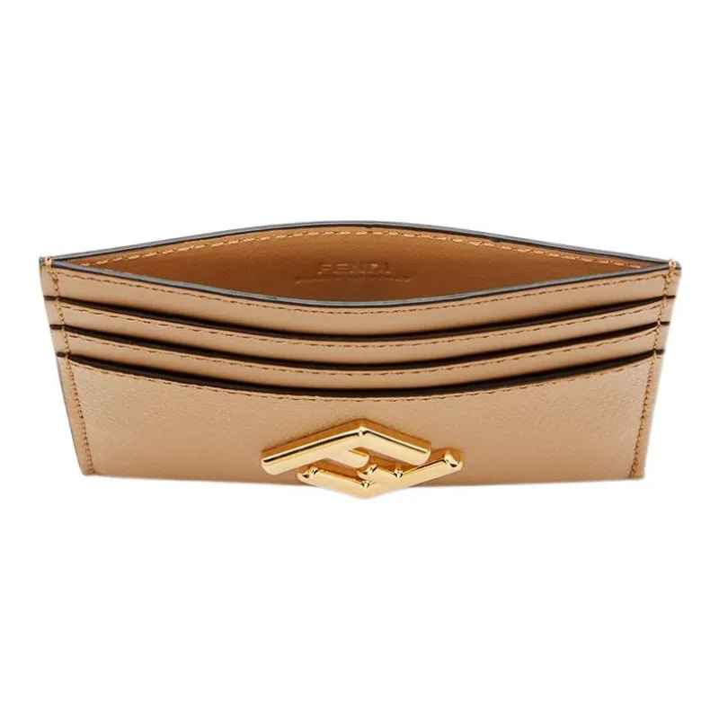 FENDI Calfskin Card Holder Women's Beige-2