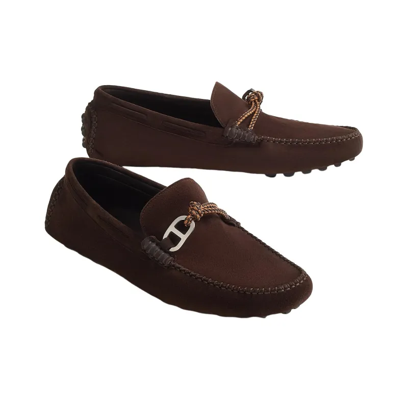 HERMES Alessandro Loafers Men's Brown-2