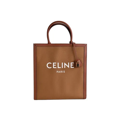 CELINE Canvas With Leather Tote Bag, Shopping Bag, Canvas Bag, Handbag Women's Brown
