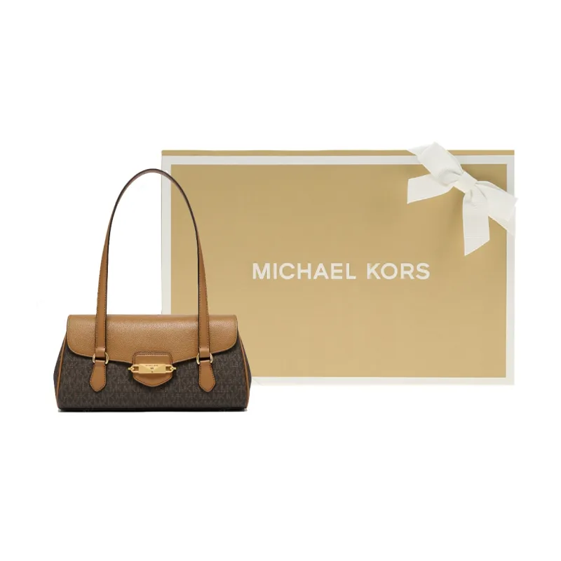 MICHAEL KORS Fleur Commute One Shoulder Handbag Medium Size Women's Acorn Brown/Black-1